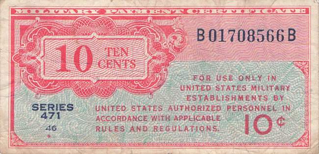 USA MPC Series 471 p.M9 10 Cents 1947 vf-